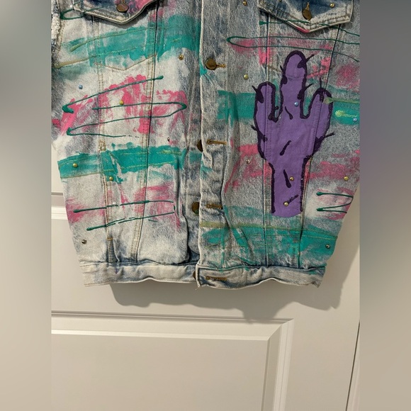 Vintage Painted Denim Vest - Picture 13 of 14